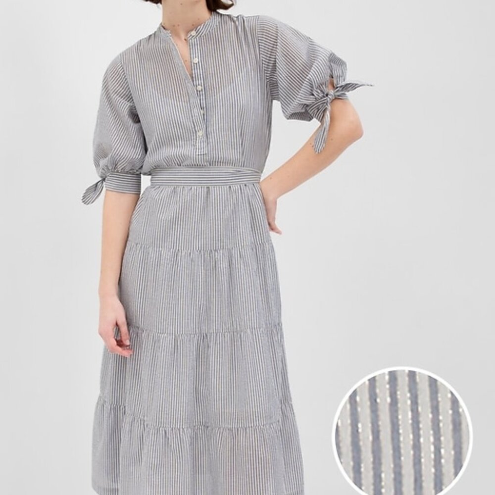 NWT Gap Striped Gray Midi Dress Size Small - Picture 10 of 10
